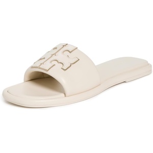 Tory Burch Women’s Double T Sport Slides(Light Cream/Gold)