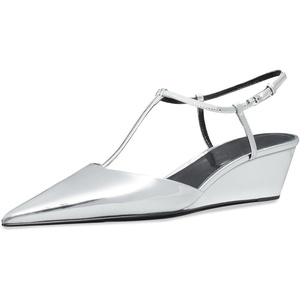 Tory Burch Women’s Gigi T Strap Wedges 45mm(Argento)