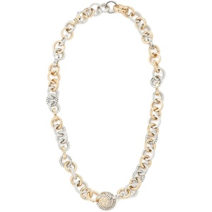 Tory Burch Women’s Icon Mixed Pavé Chain Necklace(Tory Gold/Tory Silver/Crystal)