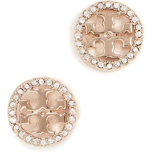 Tory Burch Women’s Icon Pavé Circle Stud Earrings(Gold)