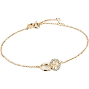 Tory Burch Women’s Icon Pavé Interlocking Chain Bracelet(Tory Gold/Crystal)
