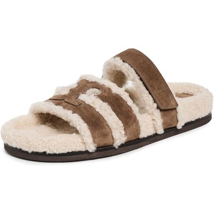 Tory Burch Women’s Ines Shearling Sport Slides(River Rock/Taupe)