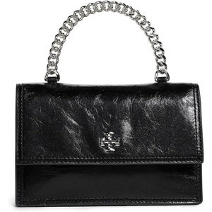 Tory Burch Women’s Kira Deconstructed Mini Top Handle Chain Wallet(Black)