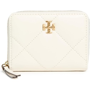 Tory Burch Women’s Kira Diamond Quilt Small Zip Around Wallet(Warm White)