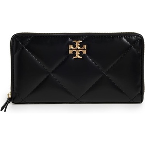 Tory Burch Women’s Kira Diamond Quilt Zip Continental Wallet(Black)