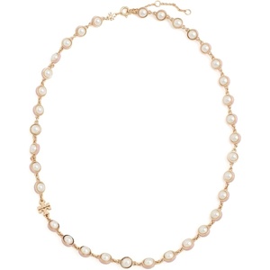 Tory Burch Women’s Kira Pearl Necklace(Light Brass/Pearl/Pink)