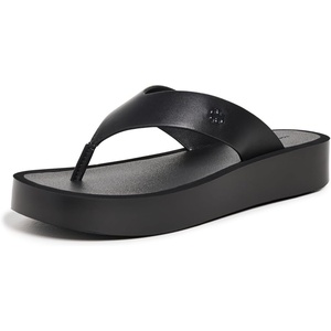 Tory Burch Women’s Leather Platform Flip Flops(Black/Black)