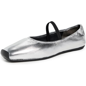 Tory Burch Women’s Mary Jane Ballet Flats(Silver/Perfect Black)