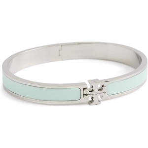 Tory Burch Women’s Medium Icon Enamel Bracelet(Tory Silver/Chill Mint)