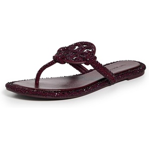 Tory Burch Women’s Miller Knotted Pave Sandals(Dark Carmine/Burgundy)