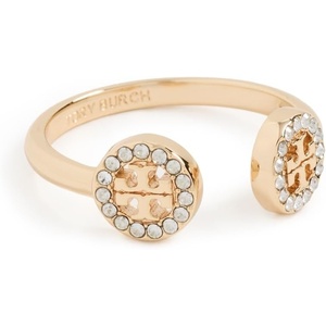 Tory Burch Women’s Miller Pave Open Ring, Tory Gold/Crystal, 7