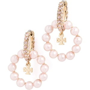 Tory Burch Women’s Moondance Pearl Hoop Earrings(Pink)