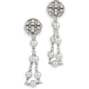 Tory Burch Women’s Moondance Pearl and Chain Earrings(Tory Silver/Pearl/Crystal)