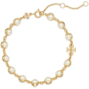 Tory Burch Women’s Pearl Bracelet(Light Brass/Ivory)