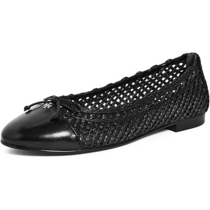 Tory Burch Women’s Raffia Ballet Flats(Black/Black)