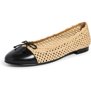 Tory Burch Women’s Raffia Ballet Flats(Natural/Black)