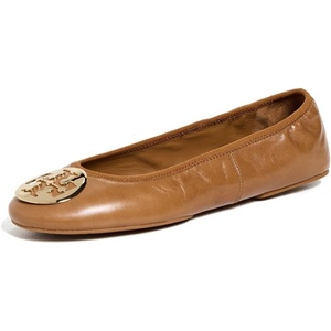 Tory Burch Women’s Reva Travel Ballet Flats(Pecan Praline/Gold)
