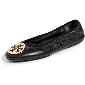 Tory Burch Women’s Reva Travel Ballet Flats(Perfect Black/Gold)