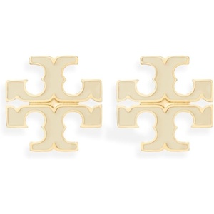 Tory Burch Women’s Small Icon Enamel Stud Earrings(New Ivory)