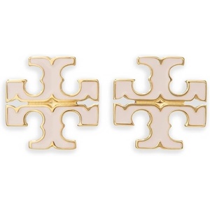 Tory Burch Women’s Small Icon Enamel Stud Earrings(Pink Snow)