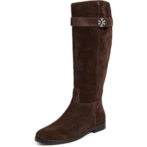 Tory Burch Women’s T Lock Riding Boots(Dark Cocoa)