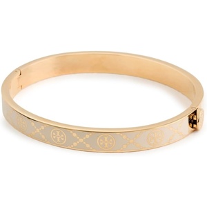 Tory Burch Women’s T Monogram Hinge Bracelet(Tory Gold / New Ivory)