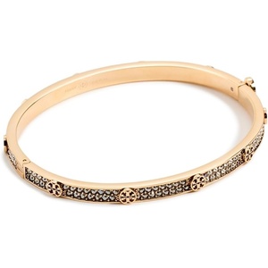 Tory Burch Women’s Thin Icon Hinge Bracelet(Tory Gold/Crystal)