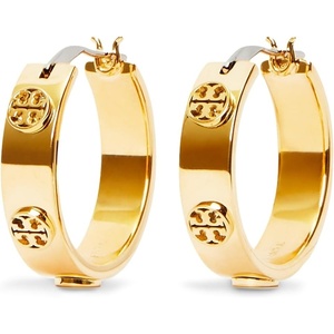 Tory Burch Women’s Thin Icon Hoop Earrings(Tory Gold)