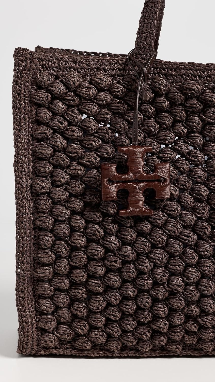 image:imageTory Burch Womens Ella Hand Crochet Popcorn Stitch Large Tote BagDark Cocoa