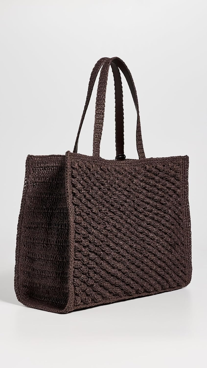 image:imageTory Burch Womens Ella Hand Crochet Popcorn Stitch Large Tote BagDark Cocoa