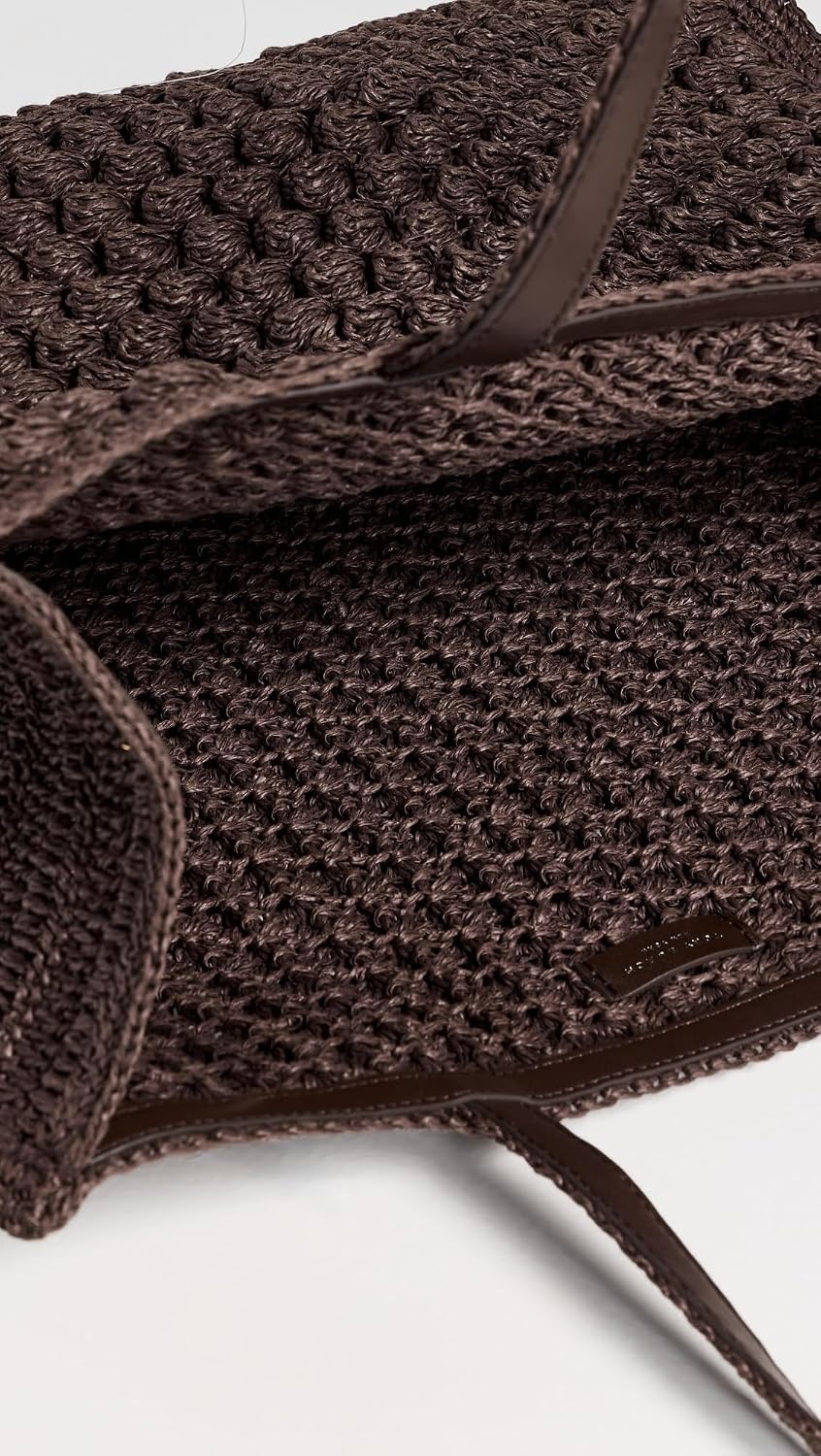 image:imageTory Burch Womens Ella Hand Crochet Popcorn Stitch Large Tote BagDark Cocoa