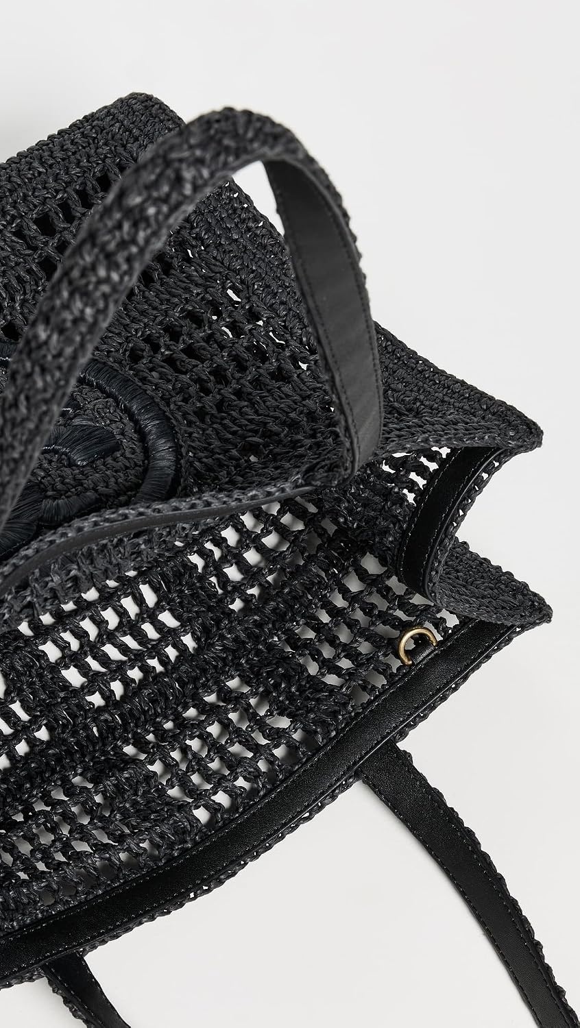 image:imageTory Burch Womens Ella Hand Crocheted Small ToteBlack