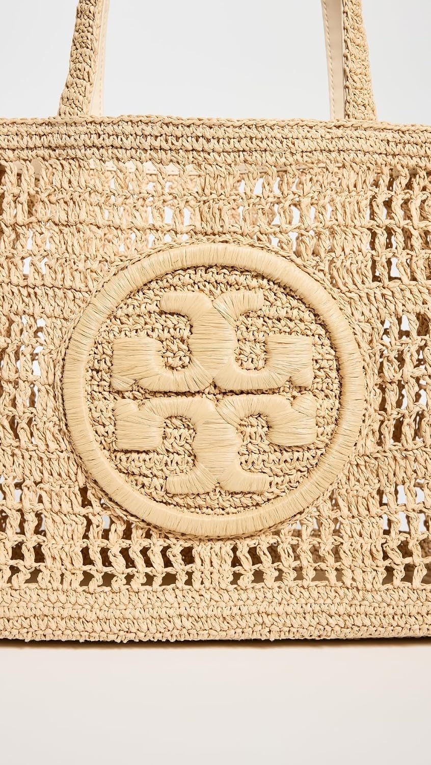 image:imageTory Burch Womens Ella Hand Crocheted Small ToteNatural
