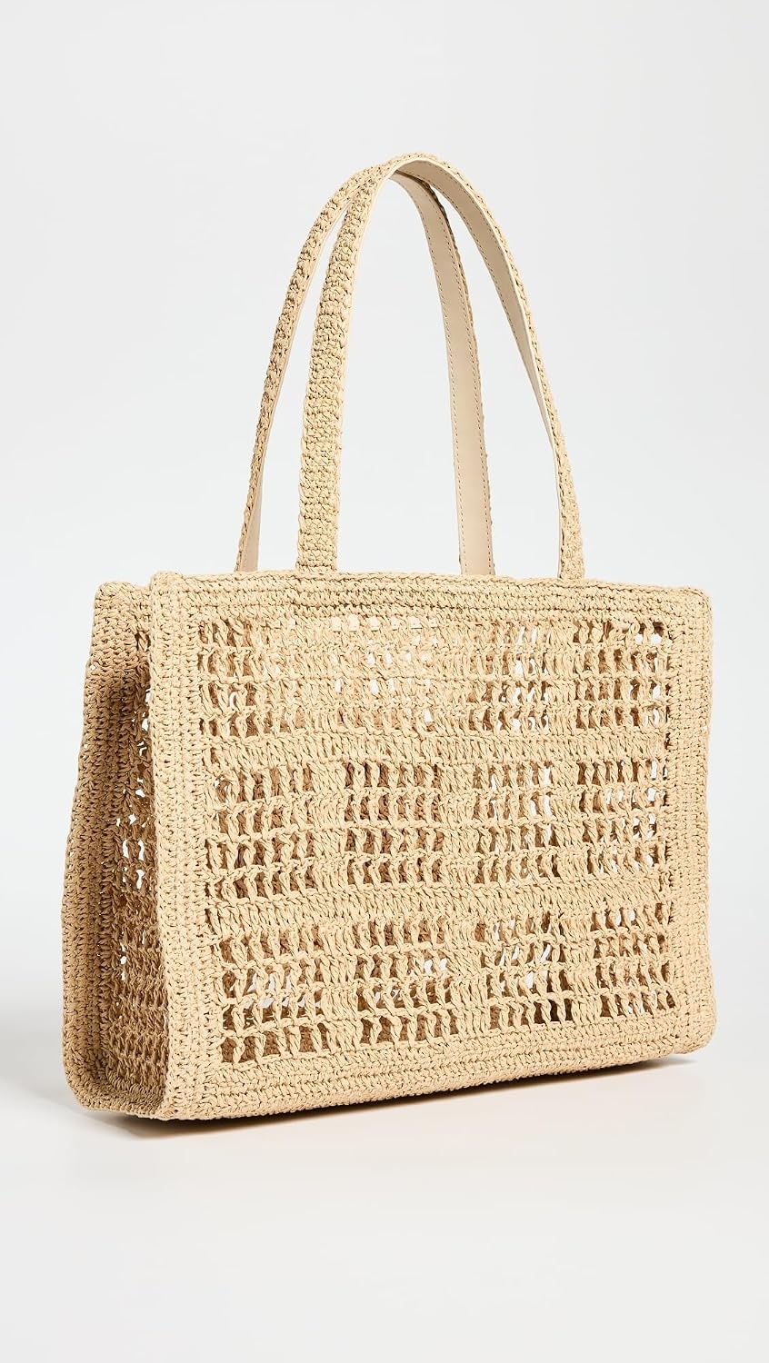 image:imageTory Burch Womens Ella Hand Crocheted Small ToteNatural