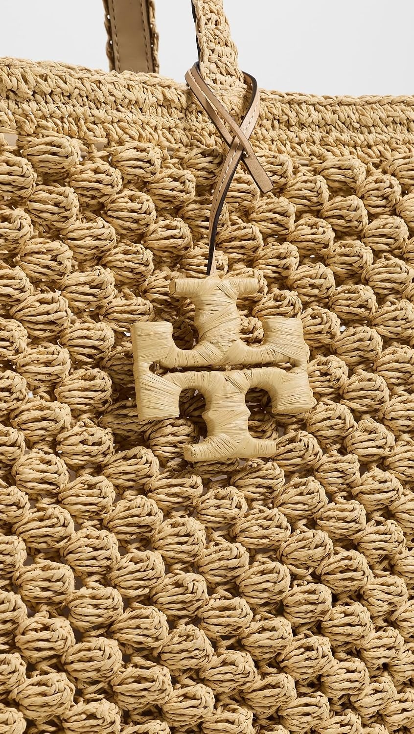 image:imageTory Burch Womens Ella HandCrocheted Popcorn Large ToteNatural