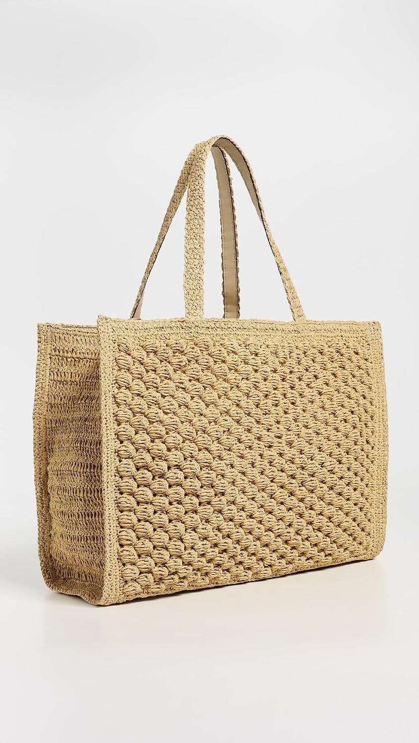 image:imageTory Burch Womens Ella HandCrocheted Popcorn Large ToteNatural