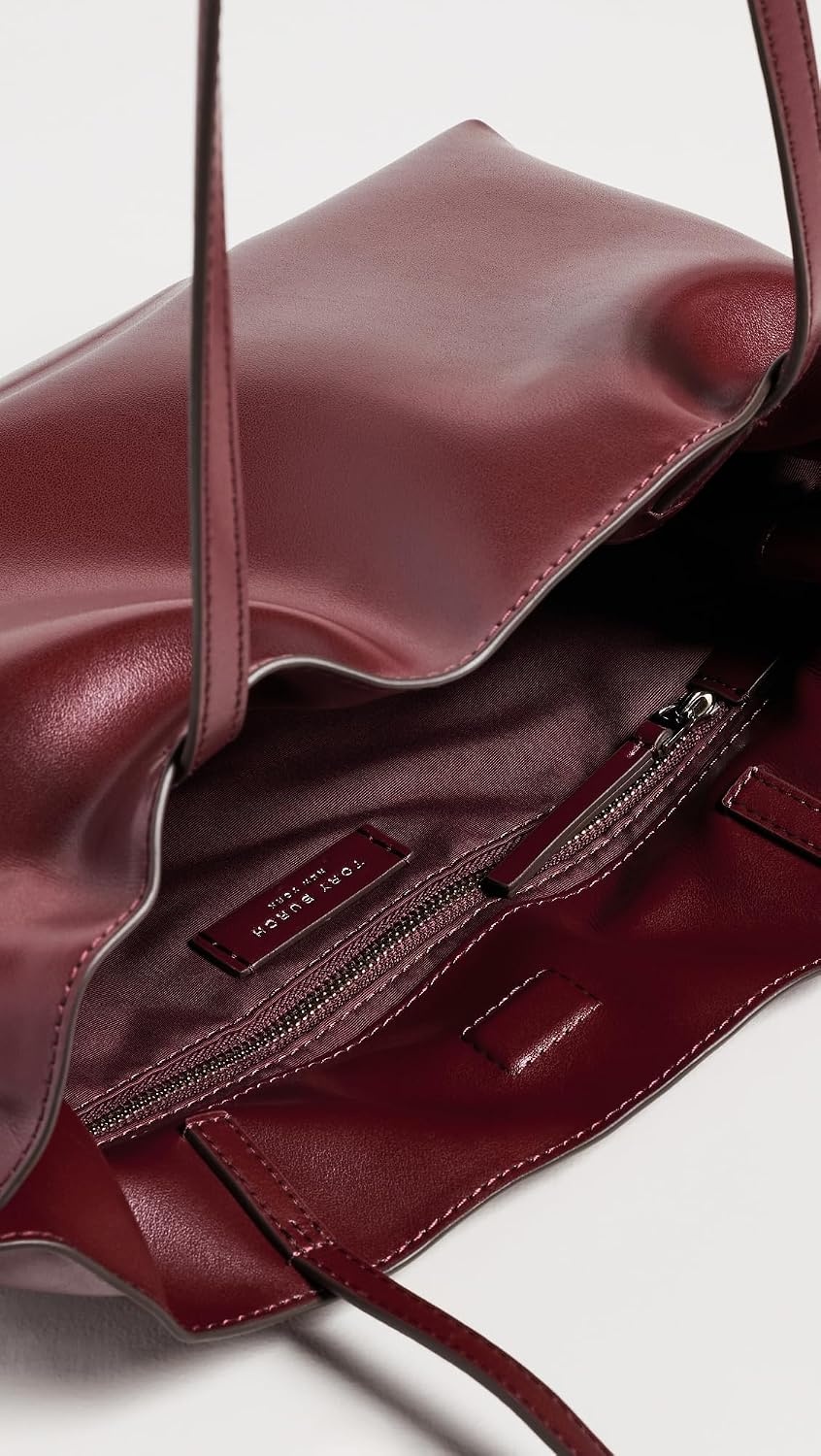 image:imageTory Burch Womens Ella Recycled Drawstring Small Tote BagMerlot