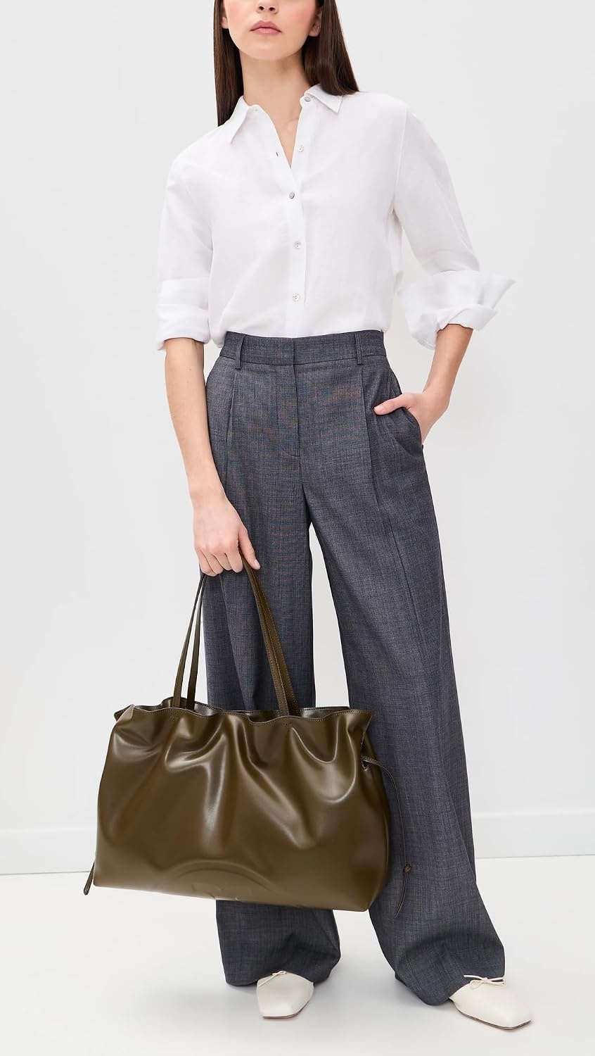 image:imageTory Burch Womens Ella Recycled Drawstring Tote BagDark Olive
