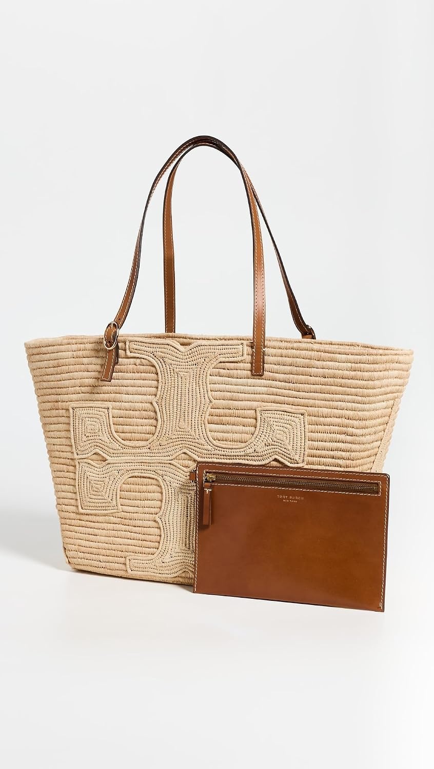 image:imageTory Burch Womens Ella Structured Straw Large Tote BagNatural