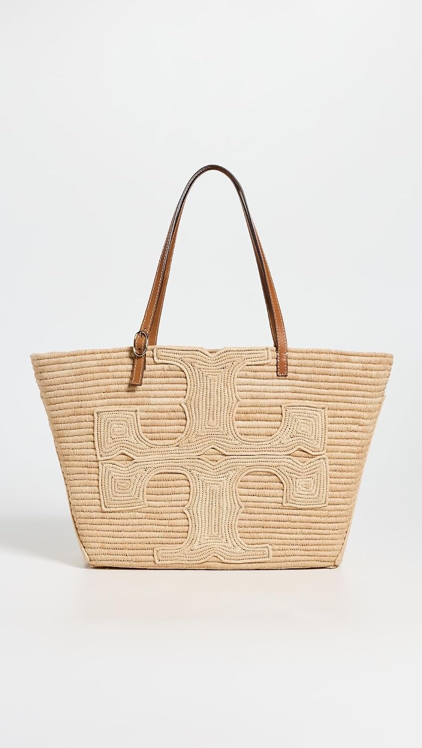 image:imageTory Burch Womens Ella Structured Straw Large Tote BagNatural