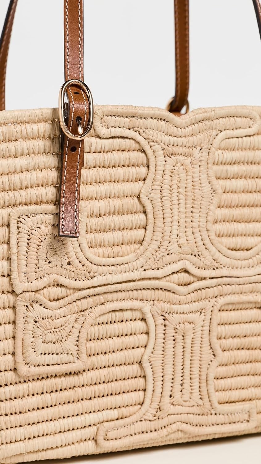 image:imageTory Burch Womens Ella Structured Straw Small ToteNatural
