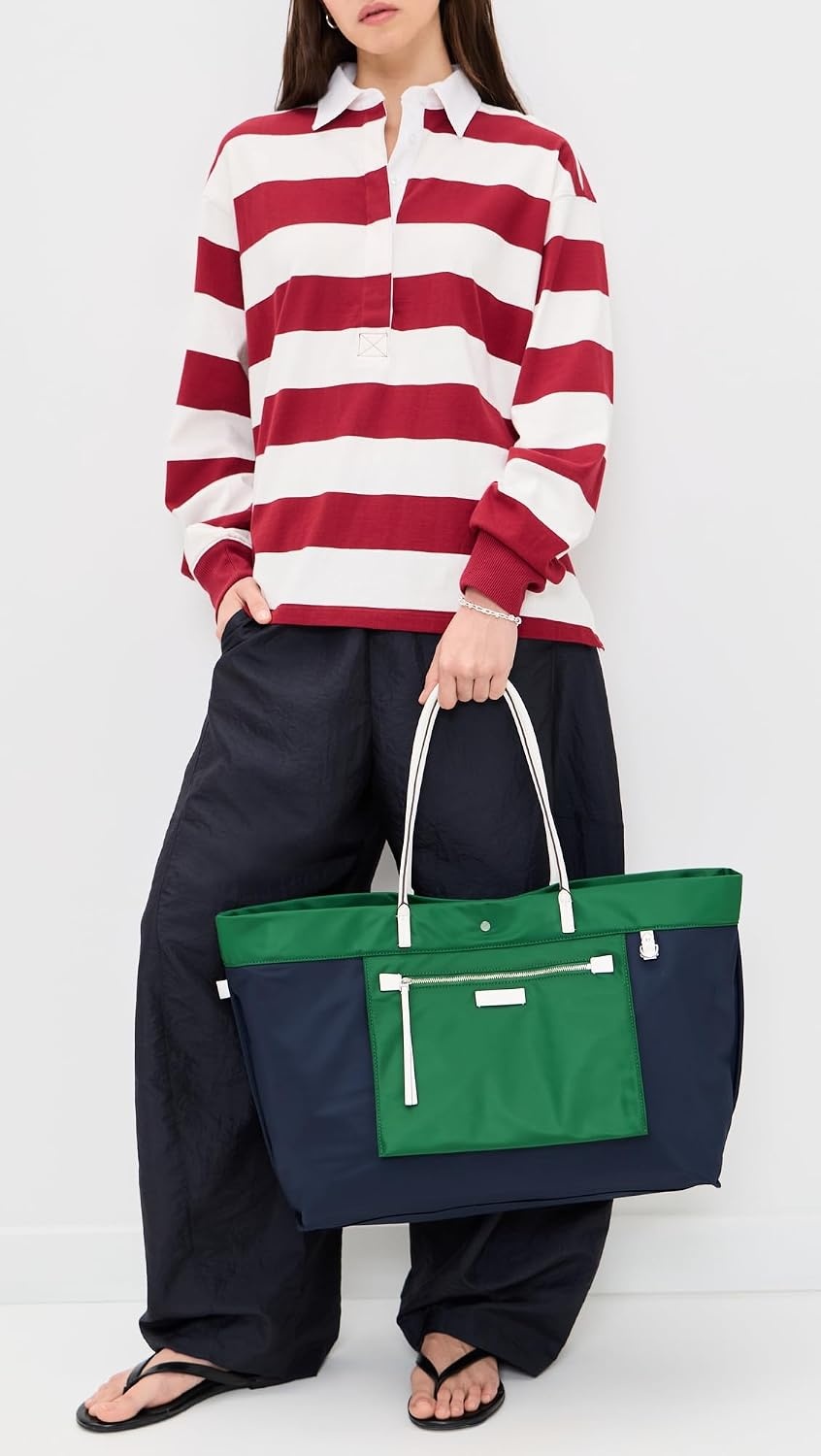 image:imageTory Burch Womens Ella Twist Reversible ToteBasil