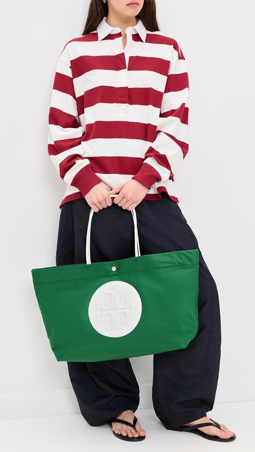 image:imageTory Burch Womens Ella Twist Reversible ToteBasil