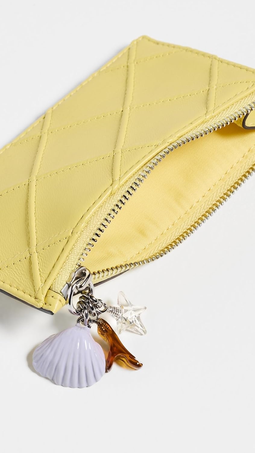 image:imageTory Burch Womens Fleming Charm Zip Card CaseYellow