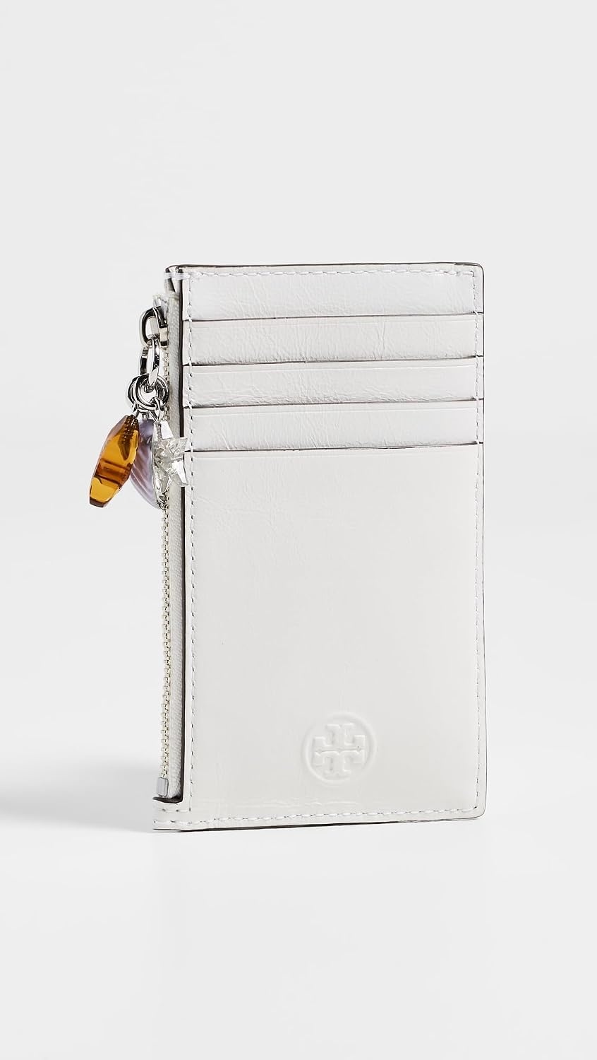 image:imageTory Burch Womens Fleming Distressed Charm Zip Card CaseCirrus Cloud