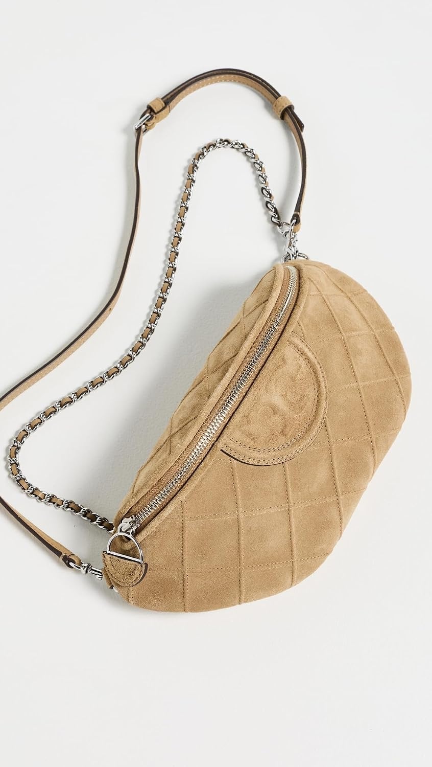 image:imageTory Burch Womens Fleming Suede Convertible Belt Bag Stone One SizeStone