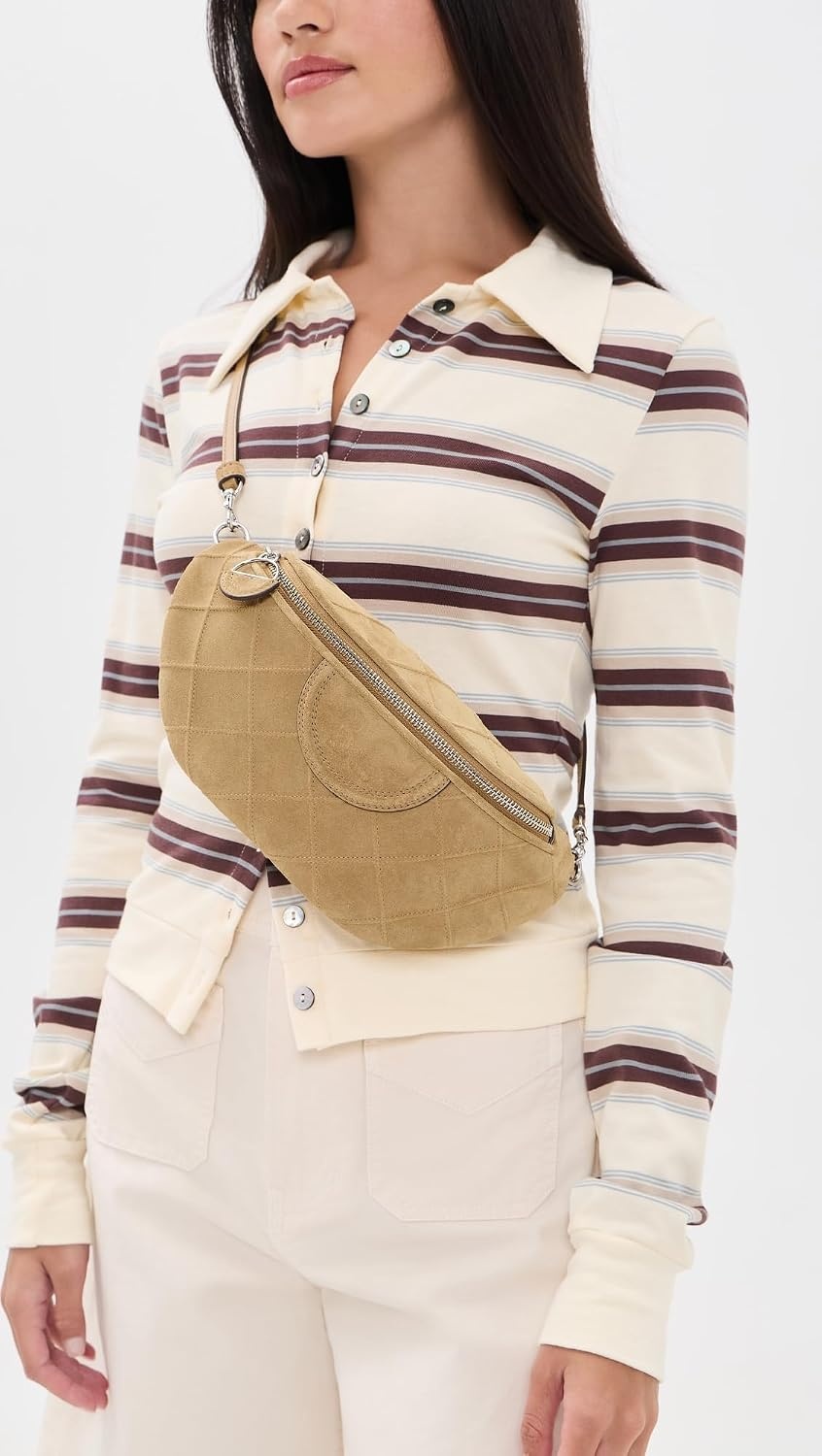 image:imageTory Burch Womens Fleming Suede Convertible Belt Bag Stone One SizeStone
