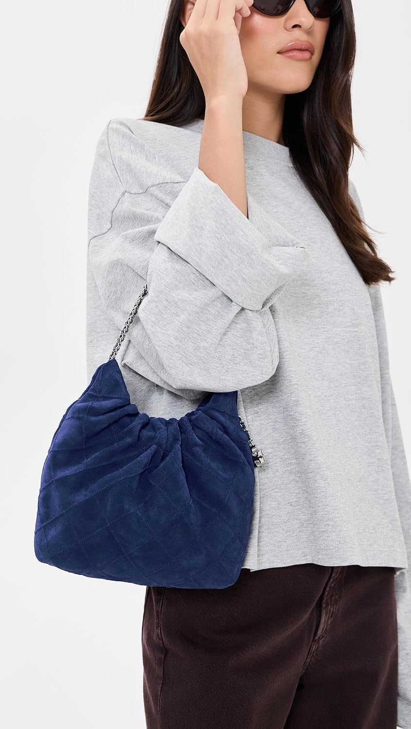 image:imageTory Burch Womens Fleming Suede Mini Hobo BagBallpoint Blue