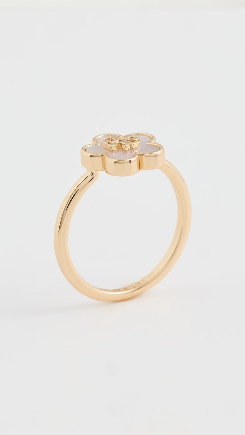 image:imageTory Burch Womens Kira Clover Flower RingTory GoldIvory