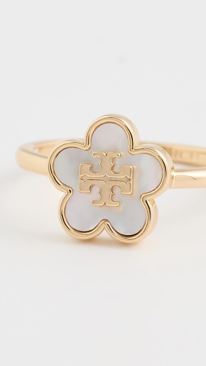 image:imageTory Burch Womens Kira Clover Flower RingTory GoldIvory